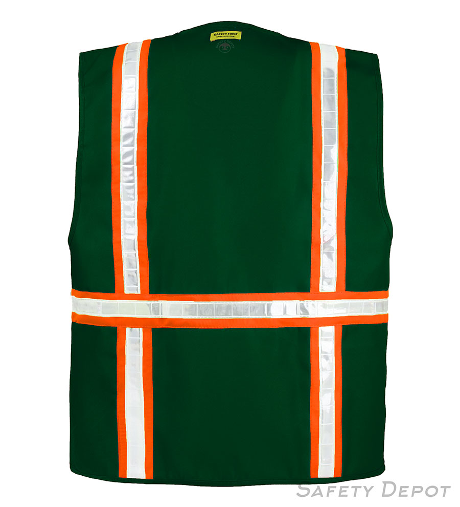 8038AGreen MultiPocket Zipper Closure Hi Vis Vest